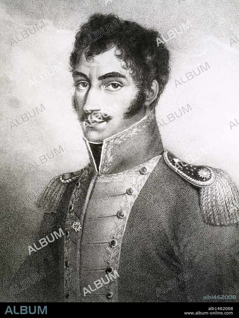 Simon Bolivar (1793-1830). Venezuelan military and statesman called The Liberator. Engraving of the time.