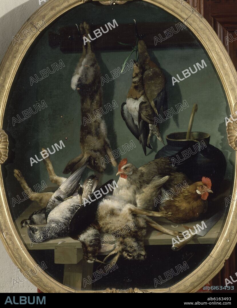 JULIÁN SANZ DEL VALLE. BODEGON - ANIMALES MUERTOS - SIGLO XIX.