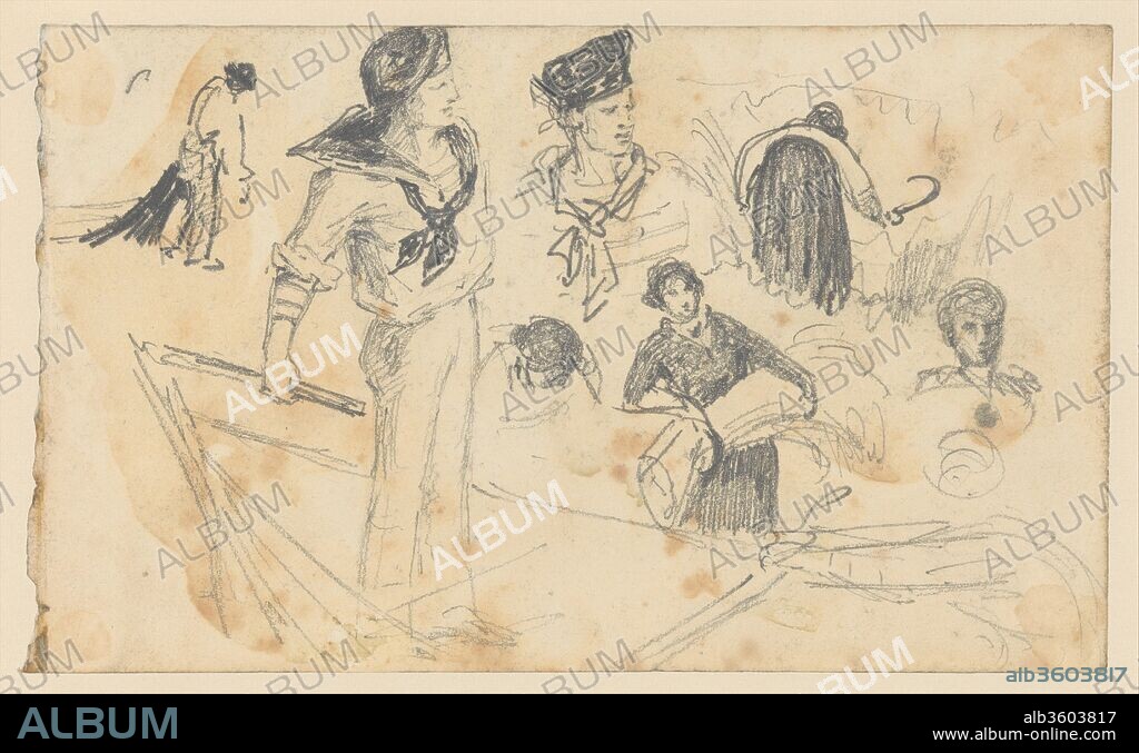 Sailors and Reapers (from Scrapbook). Artist: John Singer Sargent (American, Florence 1856-1925 London). Dimensions: 3 15/16 x 6 1/2 in. (10 x 16.5 cm). Date: 1875.