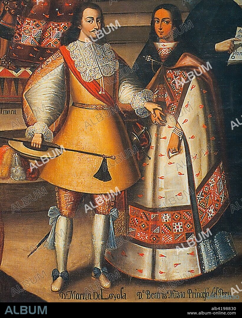 Retrato del Gobernador de Chile, García de Loyola, con su mujer, la princesa inca Beatriz Clara.