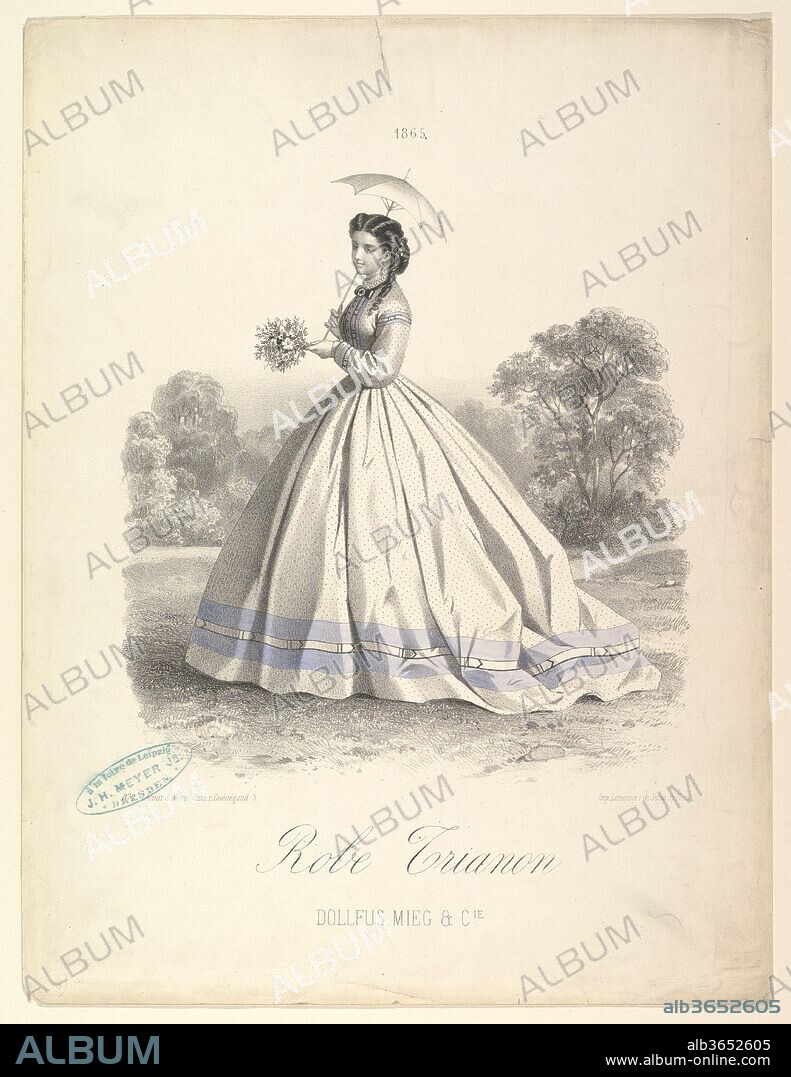 Robe Trianon, Dollfus Mieg & Cie. Artist: Lacour et Morin (French). Dimensions: Sheet: 14 3/16 x 10 13/16 in. (36 x 27.4 cm). Printer: Lemercier & Cie. (French, Paris). Date: 1865.