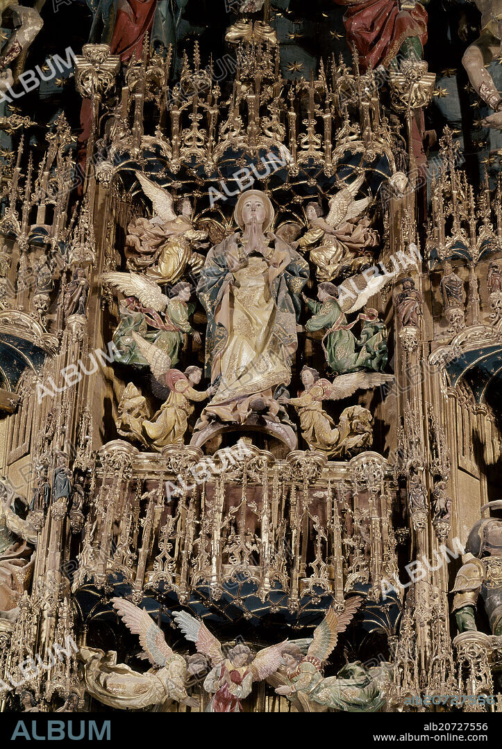 DIEGO COPIN DE HOLANDA-MAESTRO ESCULTOR. RETABLO MAYOR - ESCENA DE LA ASUNCION DE LA VIRGEN - 1498.