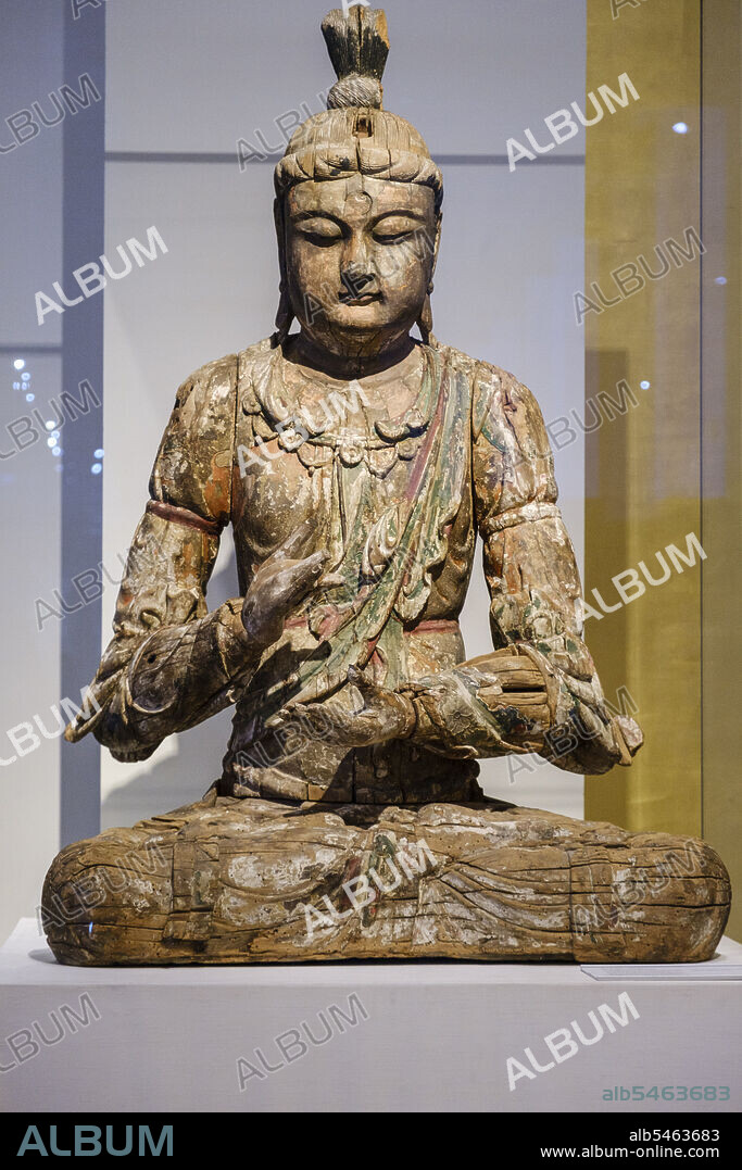 Bodhisattva Guanyin, painted wooden figure, Jin dynasty, 1115-1234, Shanxi, British museum, London, England, Great Britain.