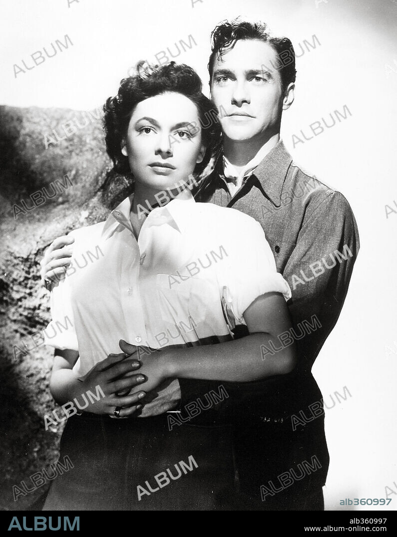 RICHARD TODD and RUTH ROMAN in LIGHTNING STRIKES TWICE, 1951, directed by KING VIDOR. Copyright WARNER BROTHERS.