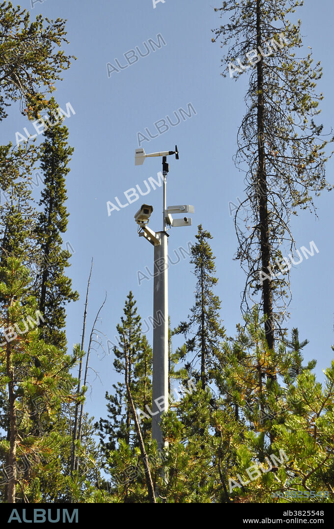 Road camera and weather station at the intersection of Oregon highways 138 and 230 near Diamond Lake; southwest Oregon, USA.