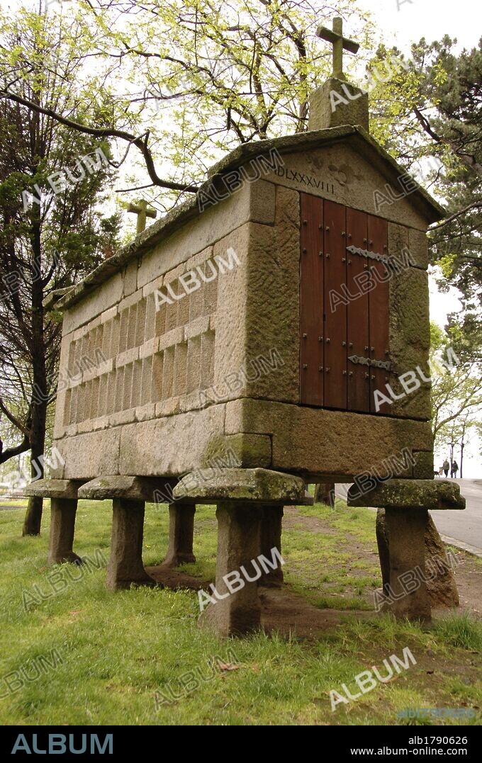 Spain, Galicia, A Coruna province. Horreo, 1588 (typical granary in Northwest of Spain).