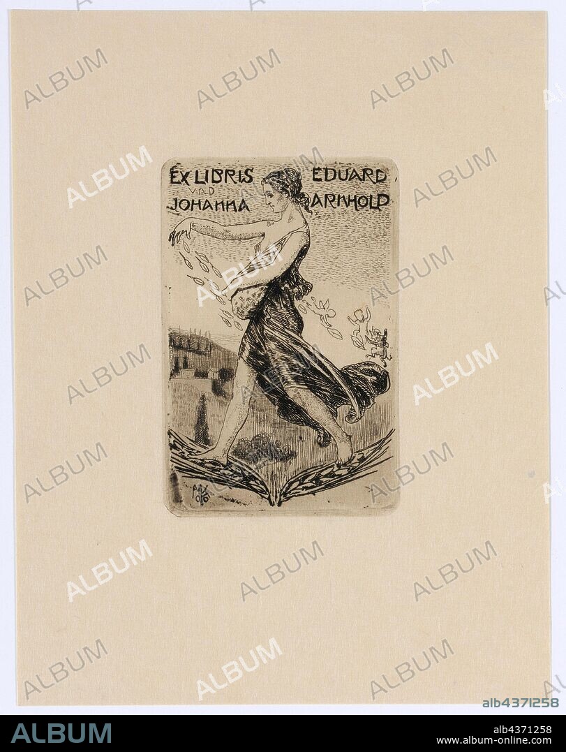 Ex Libris Eduard and Johanna Arnhold, 1906, etching on Vélin, page: 17.8 x 13.7 cm |, Plate: 9.2 x 6.1 cm, in the plate u., l, ., Monogrammed and dated: MK, 06, Max Klinger, Leipzig 1857–1920 Grossjena bei Naumburg.