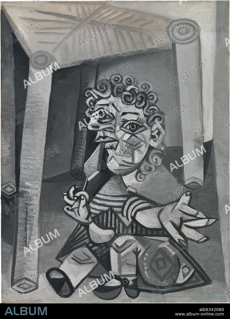PABLO PICASSO. Enfant à la sucette assis sous une chaise.