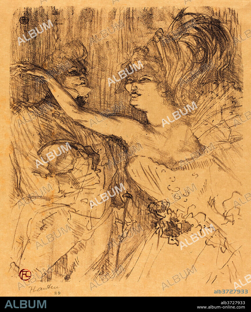 HENRI DE TOULOUSE-LAUTREC. Guy and Mealy in "Paris qui marche" (Guy et Mealy dans "Paris qui marche"). Dated: 1898. Medium: lithograph in violet-brown on Japan paper.