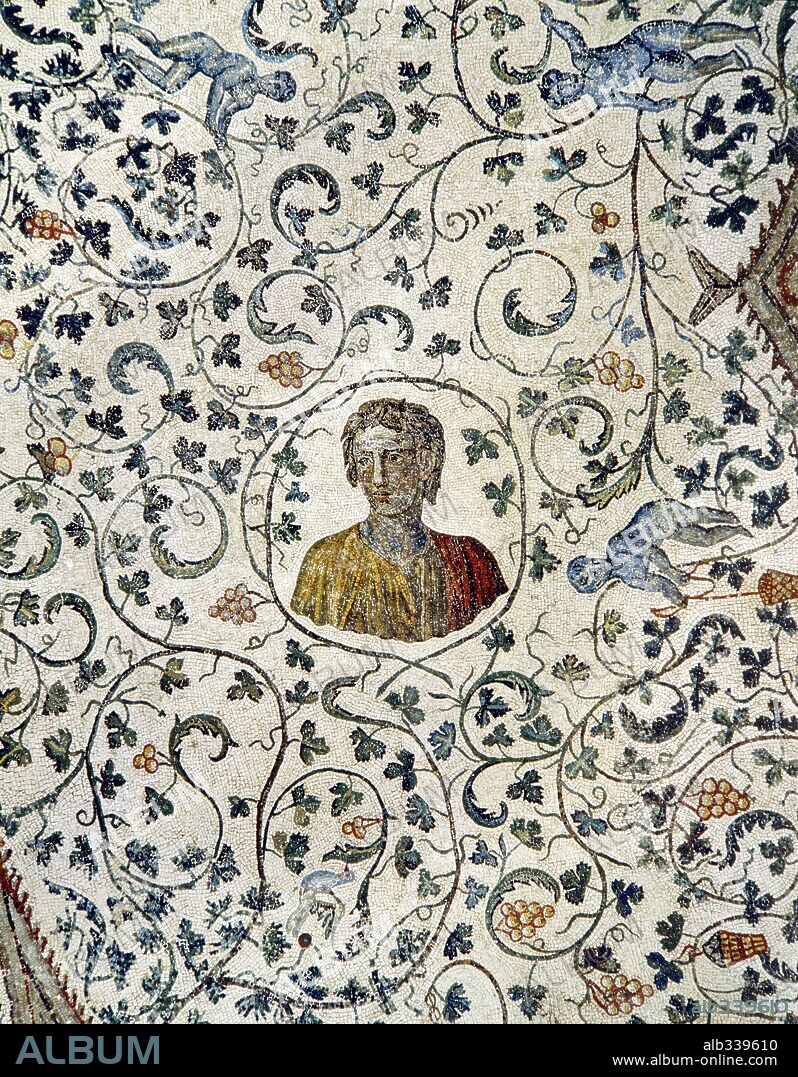Roman ceiling mosaic with figure of Constanza daughter of Emperor Constantine 4th century AD. Sta. Constanza, Rome.