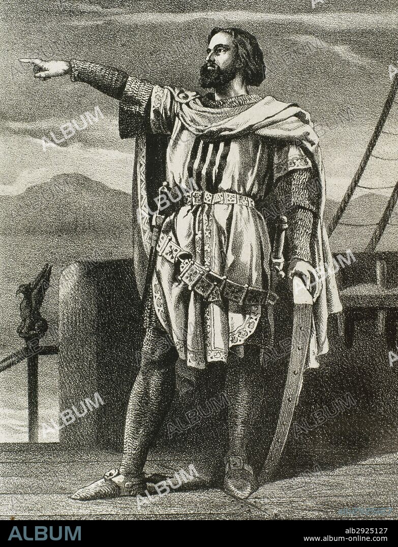Ramon Berenguer III the Great (1082-1131). Count of Barcelona. Engraving in Spain Illustrated History, 19th century.