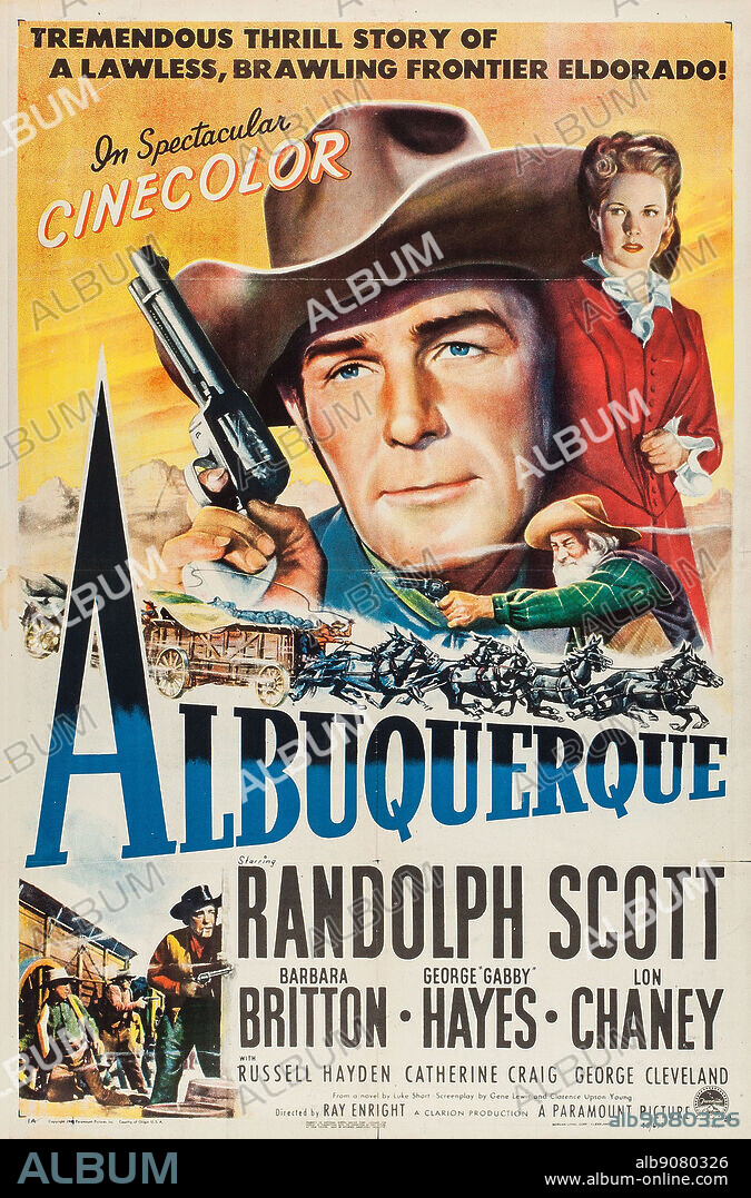 RANDOLPH SCOTT in ALBUQUERQUE, 1948, directed by RAY ENRIGHT. Copyright PARAMOUNT PICTURES.