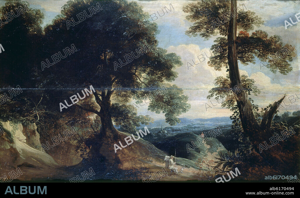 JACQUES D ARTHOIS (1613-1686) PINTOR FLAMENCO. PAISAJE - SIGLO XVII - OLEO/TABLA - 41 x 66 cm - NP 1354 - ESCUELA FLAMENCA.