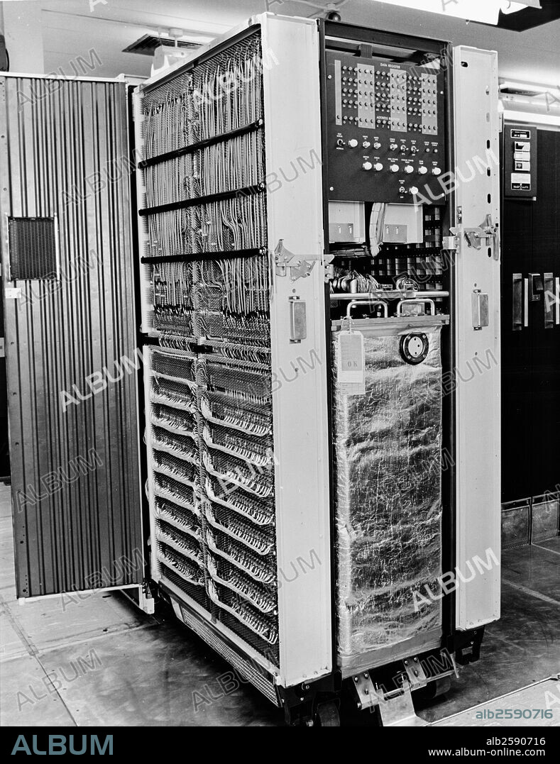 View of IBM digital computer model 7090 magnet core installation. ITT Artic Services, Inc., Official photograph BMEWS Site II, Clear, AK, by unknown photographer, 17 September 1965. Clear Air Force Station, Ballistic Missile Early Warning System Site II.  Photo by: .
