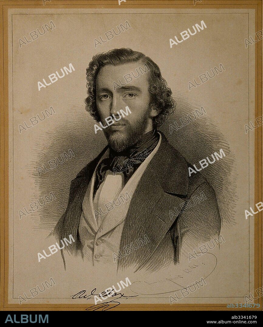 CHARLES-LOUIS BAUGNIET. Portrait of Adolphe Sax (1814-1894).