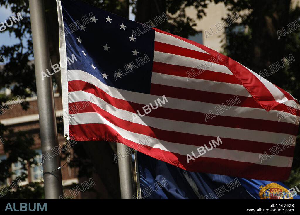 Betsy Ross flag. Early desing of the Flag of the United States. The 13 stars represent the original 13 colonies.  Philadelphia. Pennsylvania. Usa.