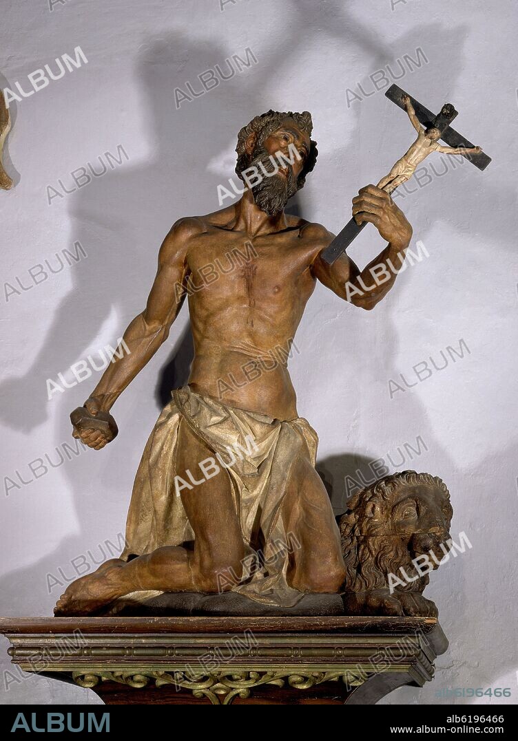 JUAN MARTÍNEZ MONTAÑÉS. ESCULTURA DE SAN JERONIMO PENITENTE REALIZADA SOBRE EL AÑO 1600 - MADERA POLICROMADA.