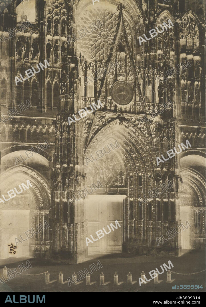 GUSTAVE DE BEAUCORPS. Rheims Cathedral. Date/Period: 1857. Waxed paper negative. Width: 28.9 cm. Height: 39.7 cm (image).