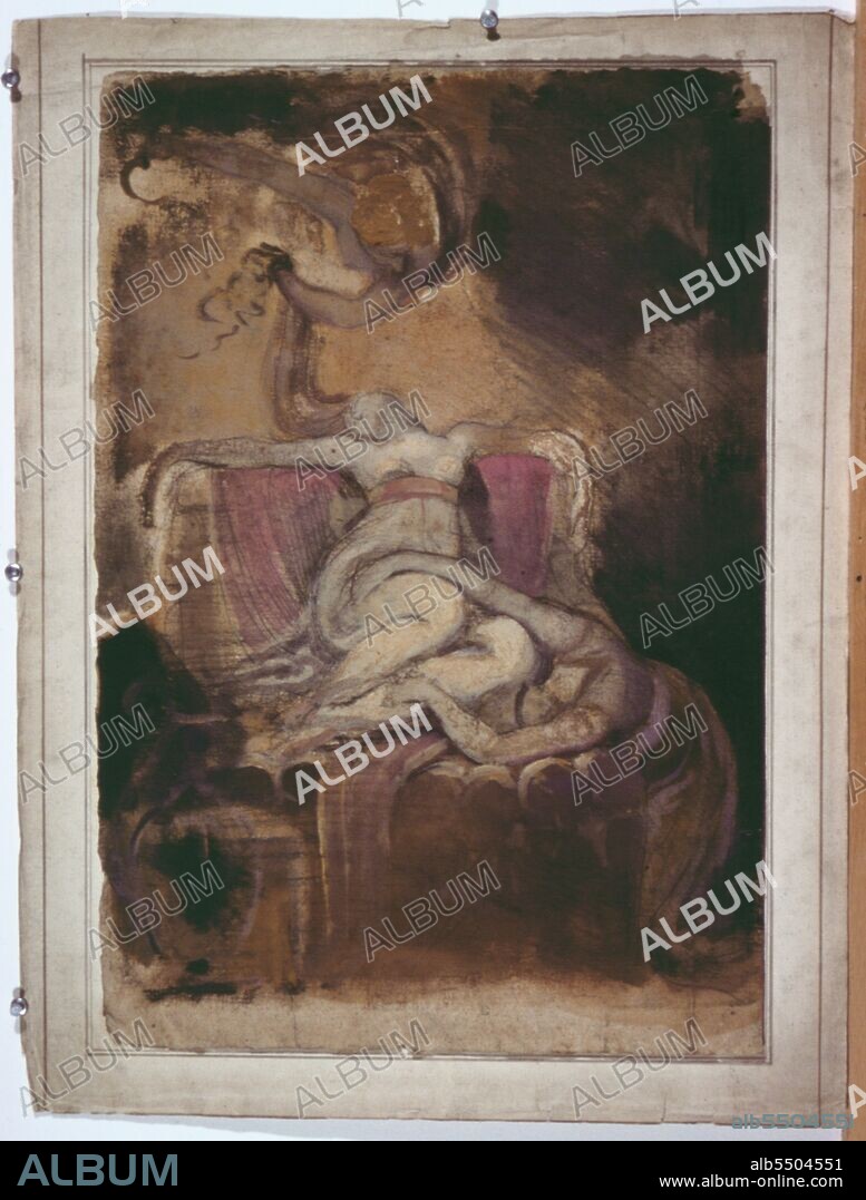 HENRY FUSELI. Sketch for 'Dido on the Funeral Pyre' (recto); Erotic Sketch of Man and Woman (verso), c. 1781.