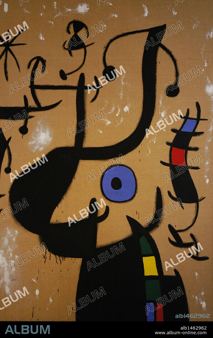 JOAN MIRÓ. ARTE S. XX. ESPAÑA. JOAN MIRO (1893-1983). Pintor español. "MUJERES Y PAJAROS EN LA NOCHE" (1967). Fundación Joan Miró. Barcelona. Cataluña.