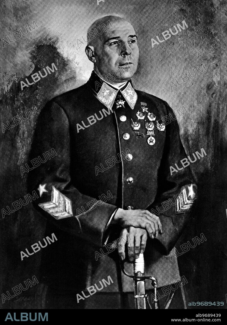 Marshal Timoshenko from a drawing by V Yakovlev. The first military leader to carry out a successful attack on the German forces. October 1941.