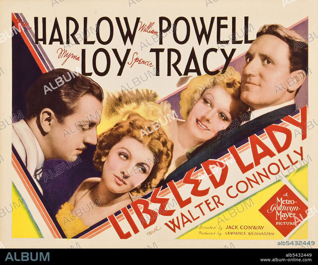 JEAN HARLOW, MYRNA LOY, SPENCER TRACY and WILLIAM POWELL in LIBELED LADY, 1936, directed by JACK CONWAY. Copyright M.G.M.