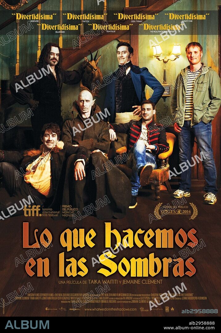 Poster of WHAT WE DO IN THE SHADOWS, 2014, directed by JEMAINE CLEMENT and TAIKA WAITITI. Copyright UNION FILMS/DEFENDER FILMS/FUNNY OR DIE/NEW ZEALAND FILM COM.