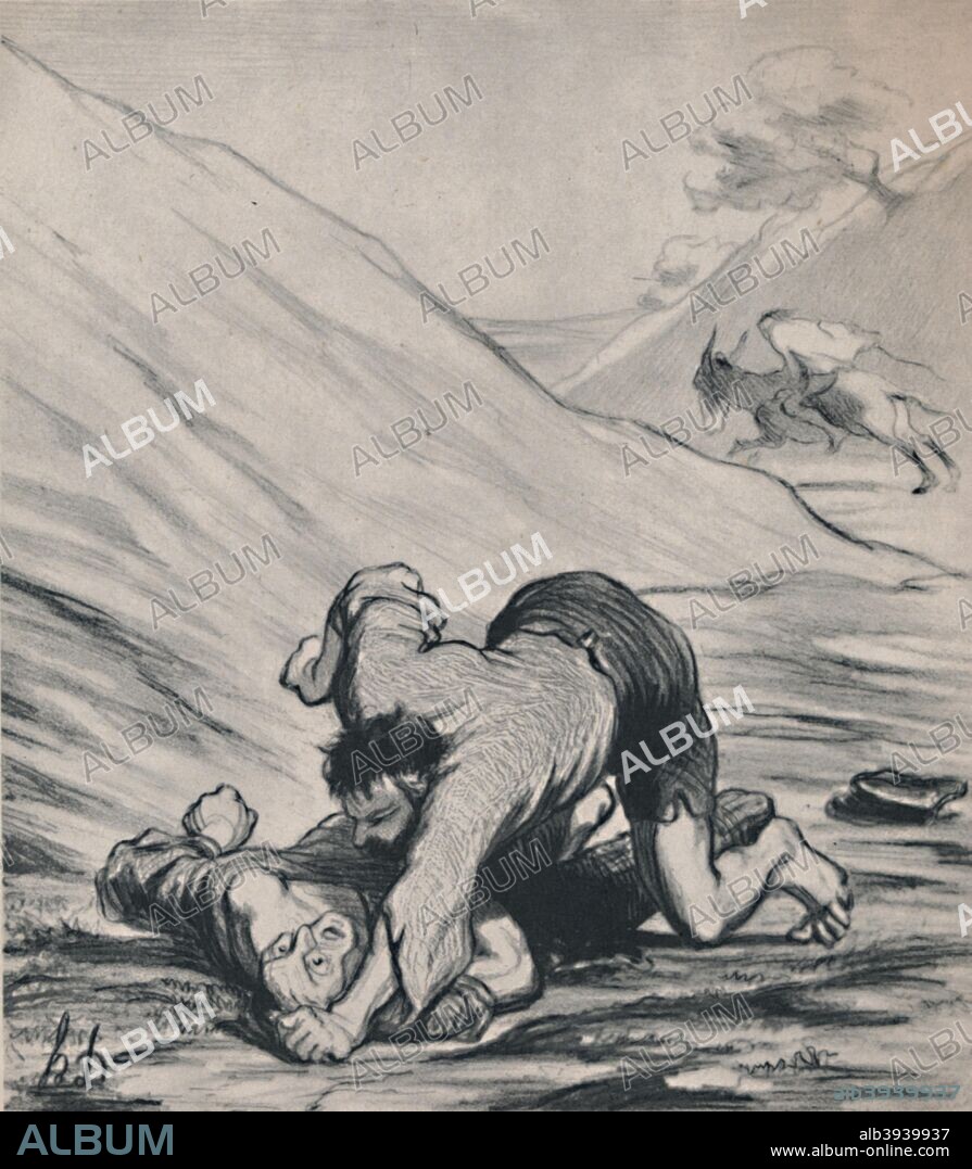 'The Robbers and the Donkey', c.1860s, (1946). Lithograph after Daumier's painting 'The Thieves And The Donkey', 1858-1860. From The Etchings of the French Impressionists and Their Contemporaries, by Edward T. Chase. [The Hyperion Press, Paris, 1946].