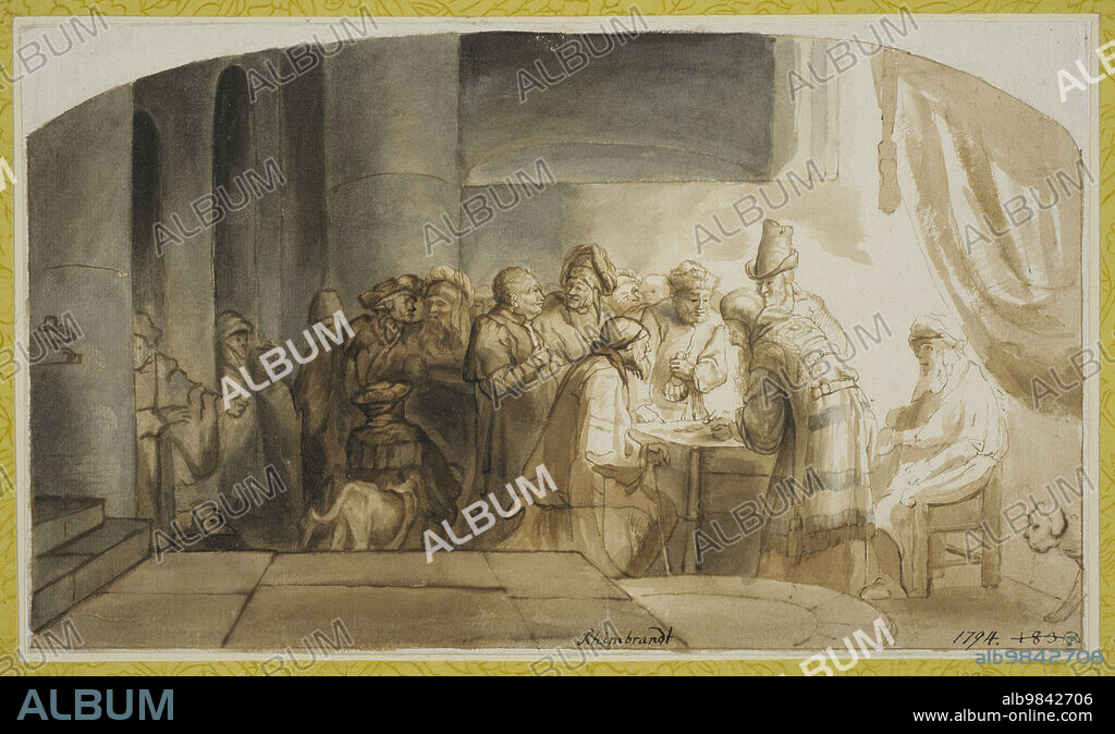 REMBRANDT. Judas receives the thirty pieces of silver.