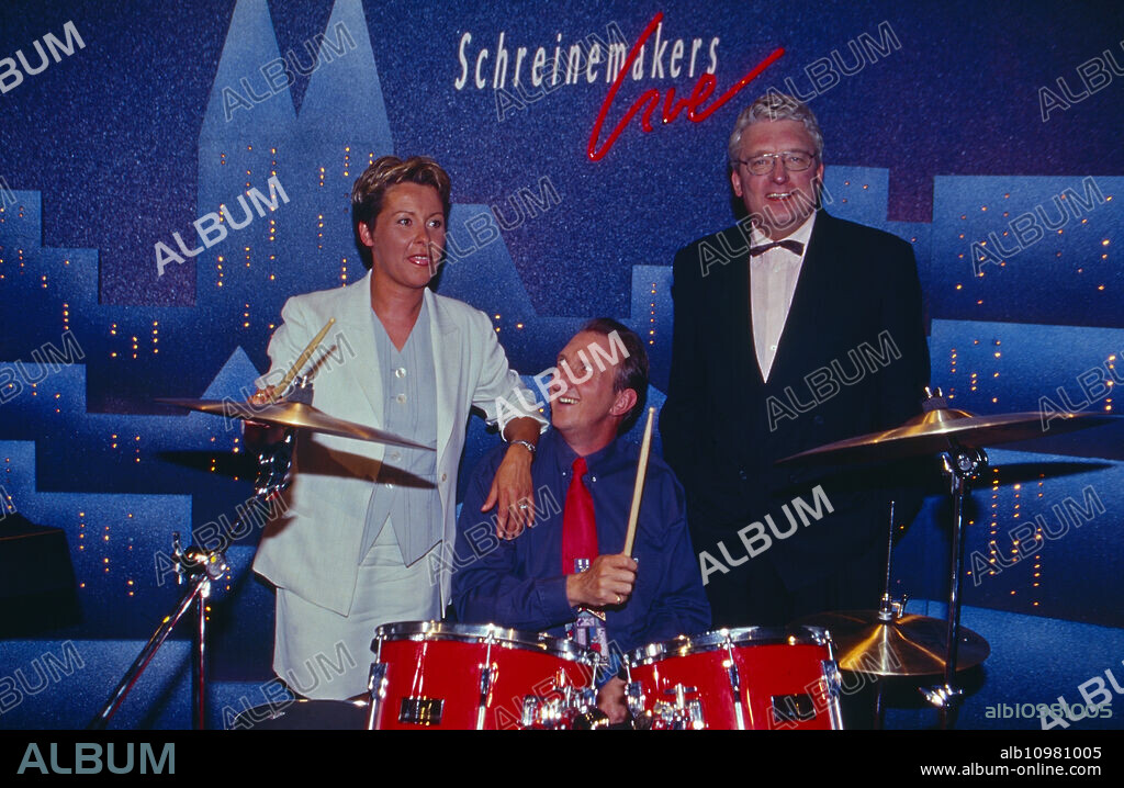 Schreinemakers Live, Infotainment Talkshow with Margarethe Schreinemakers, Germany 1992 - 1996, Guest: Mike Krüger (Mitte), Hans Meiser.