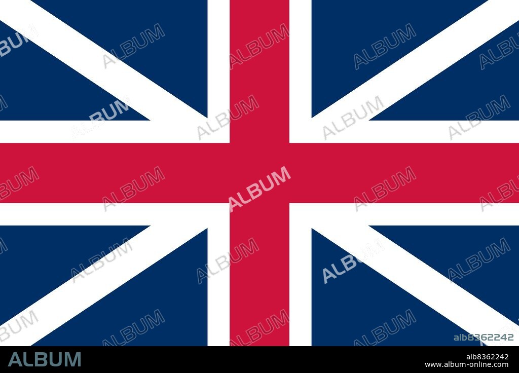 Historical flag of the United States of America. This British Union flag (1606–1801)was flown in the American Colonies until the Revolution.