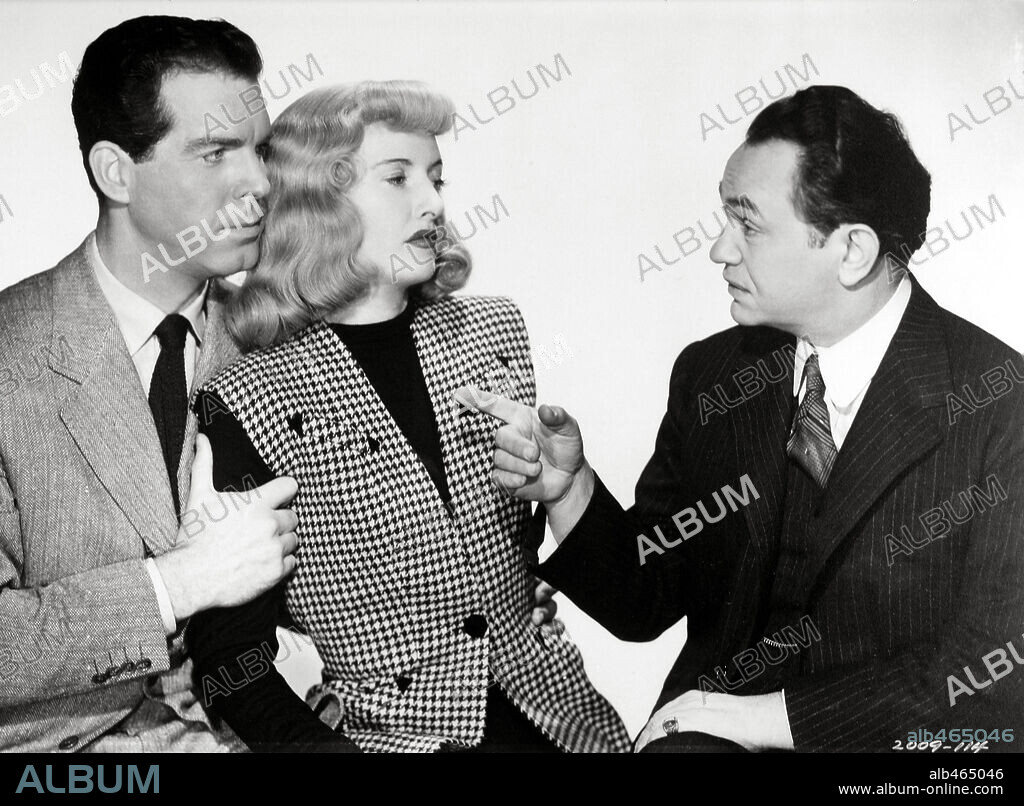 BARBARA STANWYCK, EDWARD G. ROBINSON und FRED MACMURRAY in DOUBLE INDEMNITY, 1944, unter der Regie von BILLY WILDER. Copyright PARAMOUNT PICTURES.