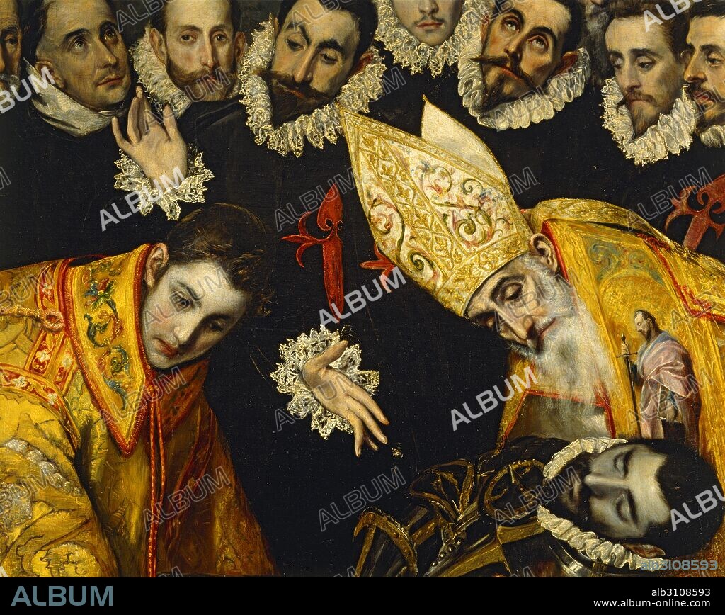 D. THEOTOCOPOULUS GRECO. El Entierro del Conde Orgaz: San Agustín, San Esteban y El Conde.