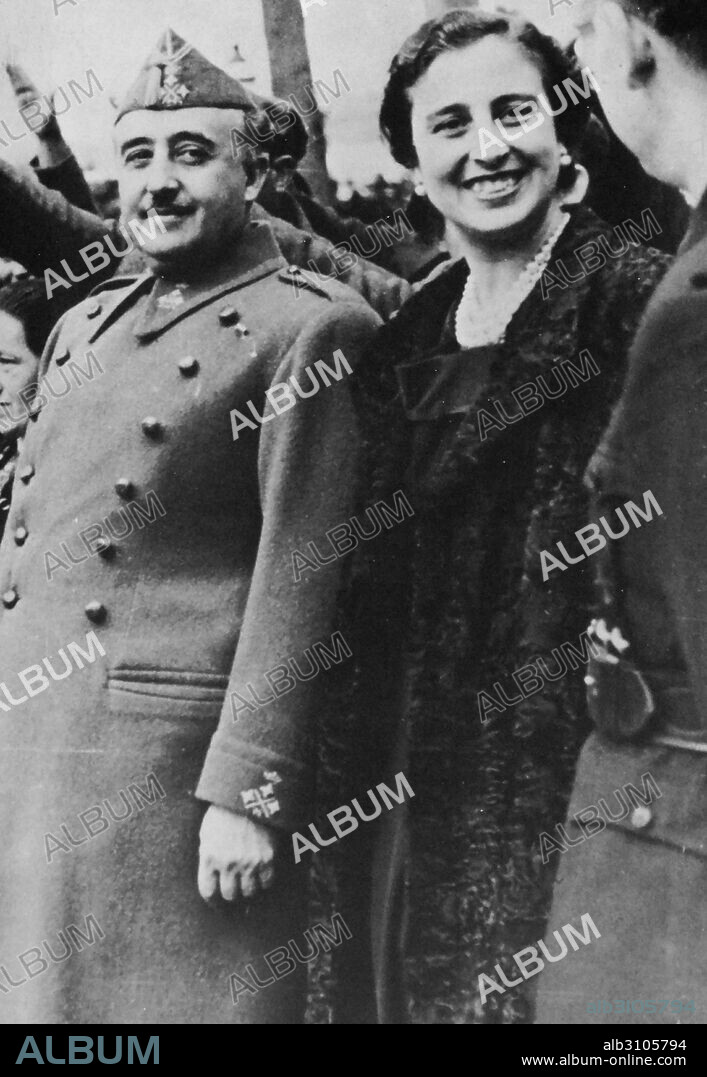 General Francisco Franco and his wife Carmen polo, during the Spanish Civil War.