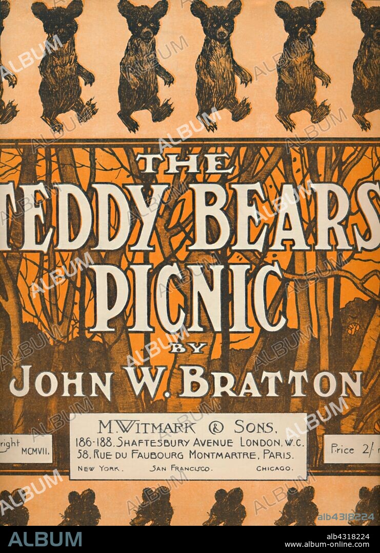 'The Teddy Bears Picnic', 1907. Cover to sheet music for the famous song composed by John W. Bratton. [M. Witmark & Sons, London, 1907].