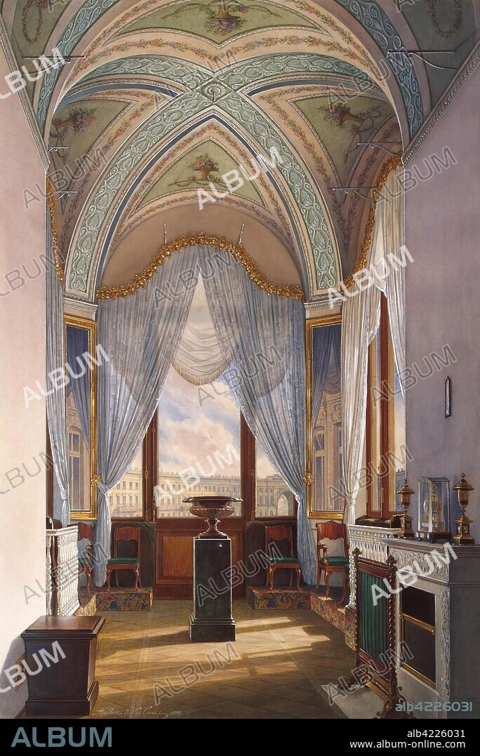 EDWARD HAU. 'Interiors of the Winter Palace. The Room with a Bay Window'. Russia, 1870. Dimensions: 43,2x29,3 cm.
