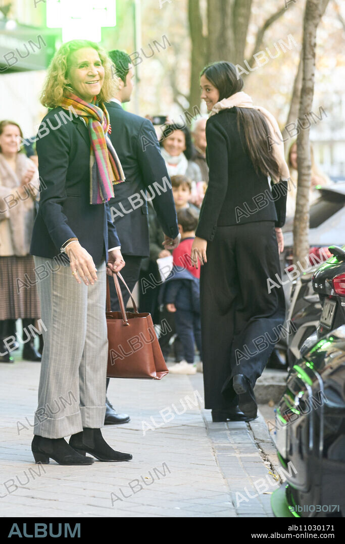 Princess Elena de Borbon, Felipe Juan Froilan de Marichalar, Victoria Federica de Marichalar leaves Pa-Bu restaurant after lunch for Princess Elena 60 Birthday on December 20, 2023 in Madrid, Spain.