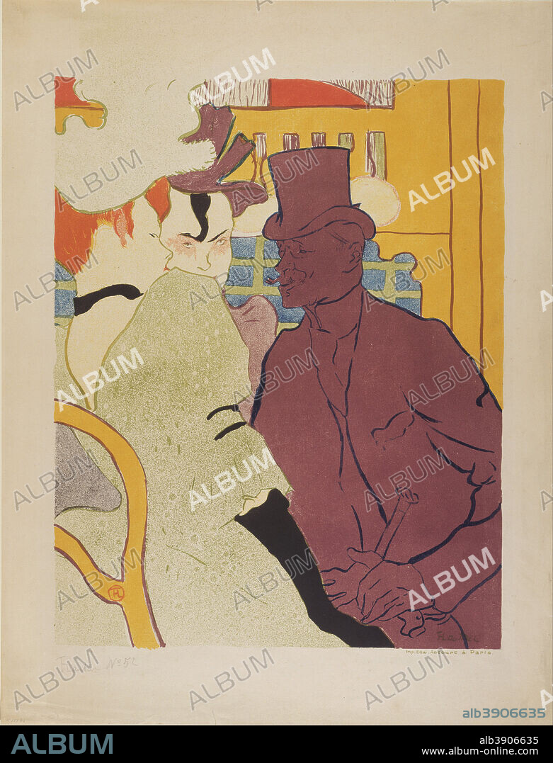 HENRI DE TOULOUSE-LAUTREC. Flirt (An Englishman at the Moulin Rouge). Date/Period: 1892. Print. Color lithograph Color lithograph. Height: 471.93 mm (18.57 in); Width: 371.86 mm (14.64 in).