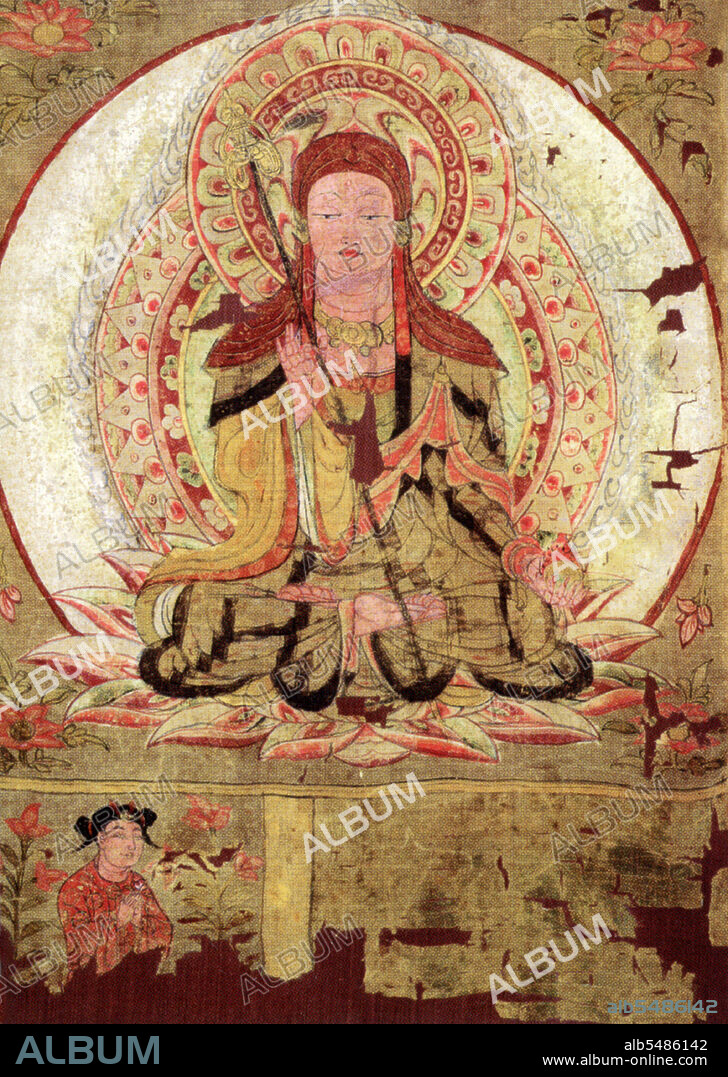 Ksitigarbha is a bodhisattva primarily revered in East Asian Buddhism, usually depicted as a Buddhist monk in the Orient. The name may be translated as 'Earth Treasury'. Ksitigarbha is known for his vow to take responsibility for the instruction of all beings in the six worlds between the death of Gautama (Sakyamuni) Buddha and the rise of Maitreya Buddha, as well as his vow not to achieve Buddhahood until all hells are emptied. He is therefore often regarded as the bodhisattva of hell beings, as well as the guardian of children and patron deity of deceased children and aborted foetuses in Japanese culture. Usually depicted as a monk with a nimbus around his shaved head, he carries a staff to force open the gates of hell and a wish-fulfilling jewel to light up the darkness.