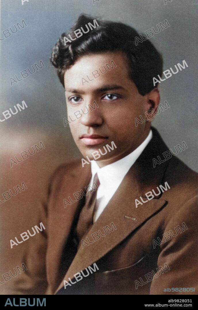 Portrait of a young Subrahmanyan Chandrasekhar as Fellow of Trinity College, Cambridge, 1934. Subrahmanyan Chandrasekhar (1910-1995) was an Indian-American astrophysicist who spent his professional life in the United States. He shared the 1983 Nobel Prize for Physics with William A. Fowler.