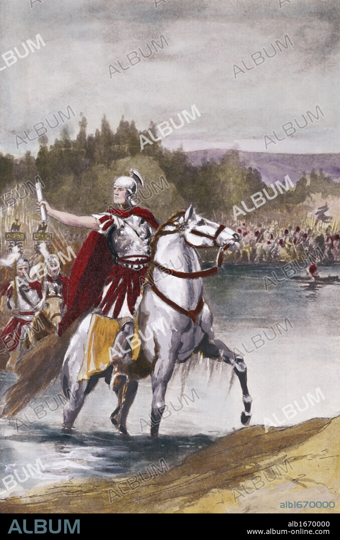 WORLD HISTORY / ITALY. Caesar Crossing the Rubicon  Artist Unknown.