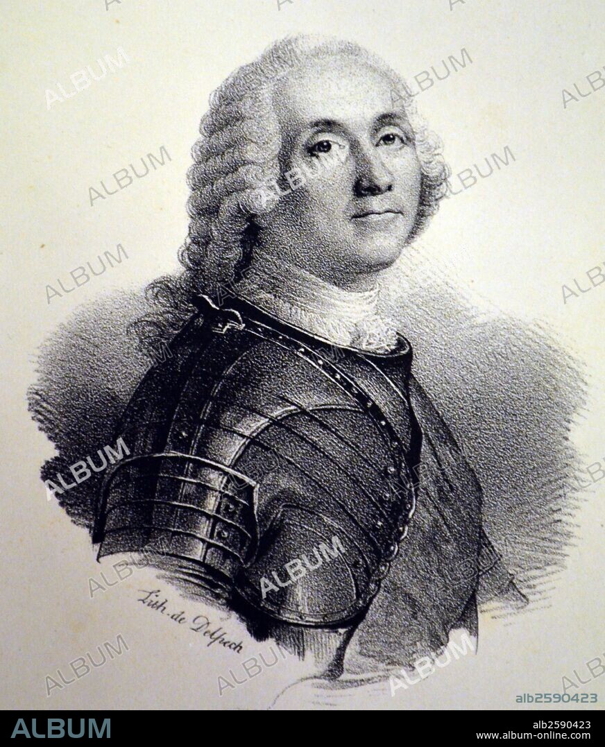 Louis Francois Armand de Vignerot du Plessis (1696-1788) Duke of Richelieu, Marshal of France. French soldier, diplomat and statesman.  Lithograph, Paris, c1840. Photo by: .