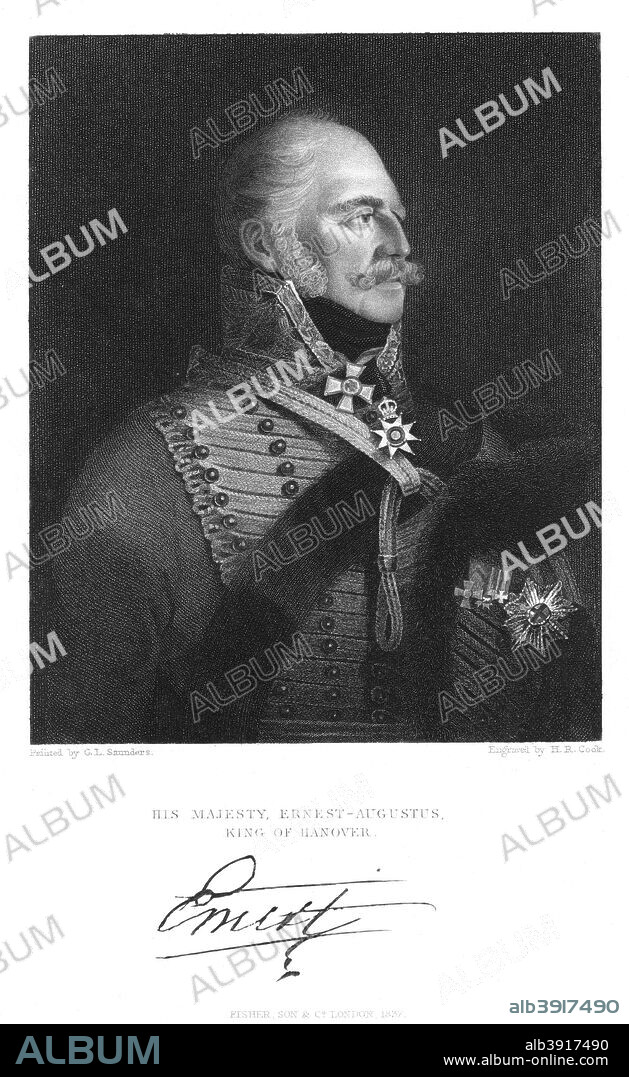 Ernest Augustus, King of Hanover, 1837.