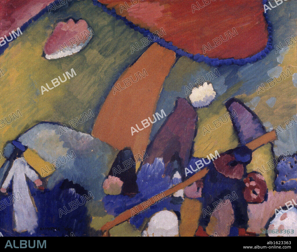WASSILY KANDINSKY. On The Beach by Vasily Kandinsky, 1909, 1866-1944, France, Paris, Private Collection.
