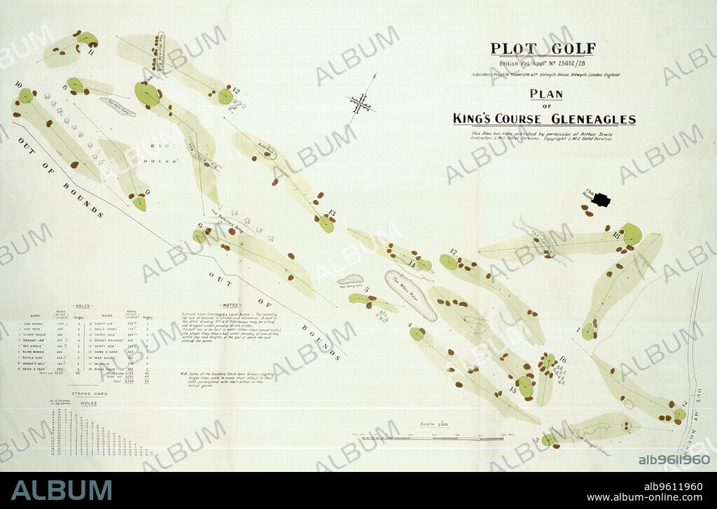 Map of Gleneagles golf course, c1920s.