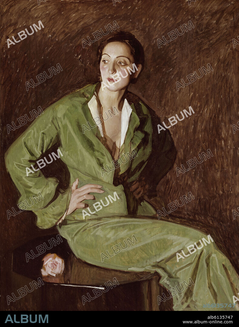 JOSE MARIA RODRIGUEZ ACOSTA. 'Woman in Green Dress', 1933, Oil on canvas.