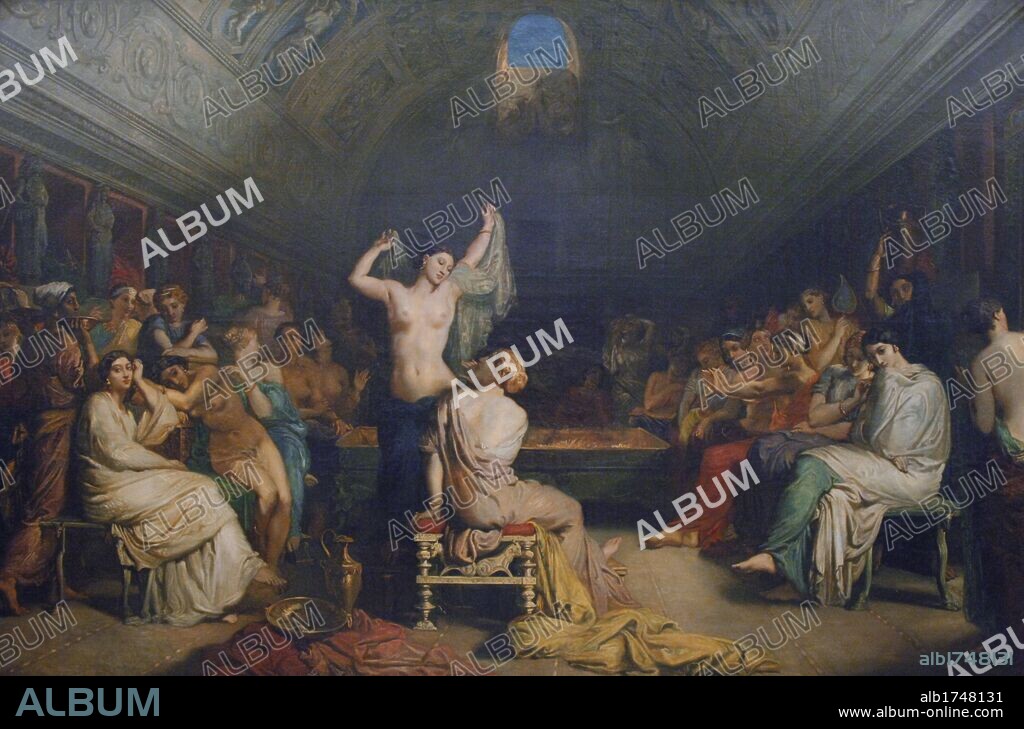 Theodore Chasseriau (1819-1856). French Romantic painter. Tepidarium, "the room where the women of Pompeii came to rest and dry themselves after bathing", 1853. Oil on canvas. 171 x 258 cm. Orsay Museum. Paris. France.