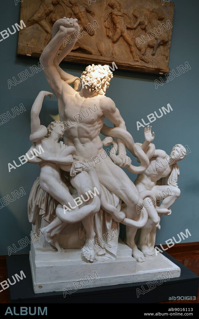 Laocoon, from Rome, c. 50-20 BC. The Trojan priest and his sons struggle with two flesh-eating snakes that had been sent as a divine punishment for the priests' crimes. The group was found in Rome in 1506 and is perhaps the single best known sculpture from antiquity.