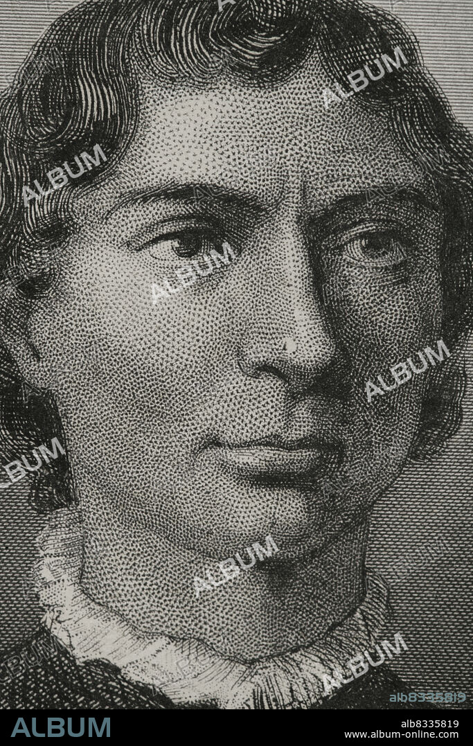 Niccolò Machiavelli (1469-1527). Italian Renaissance writer and statesman. Portrait. Engraving. Detail. "Historia Universal", by César Cantú. Volume V. 1856.