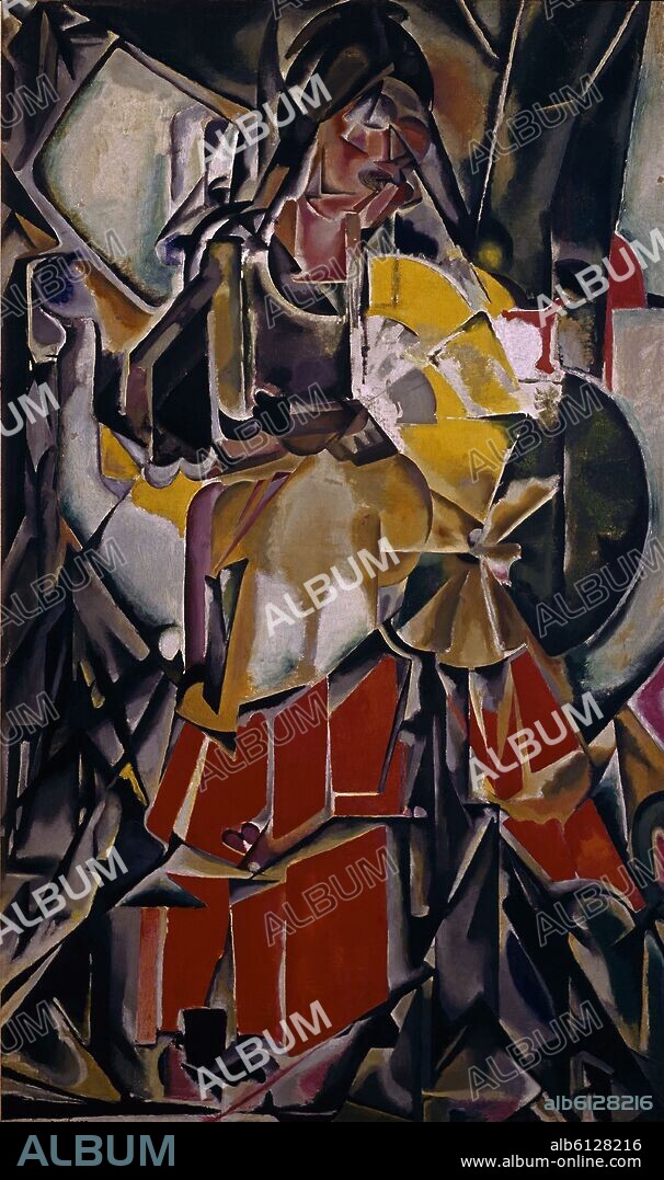 MARIA BLANCHARD. MUJER CON ABANICO - 1915 - OLEO/LIENZO - 161x97.